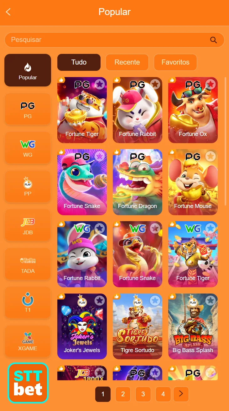 Tela de jogos em cassino online com interface intuitiva